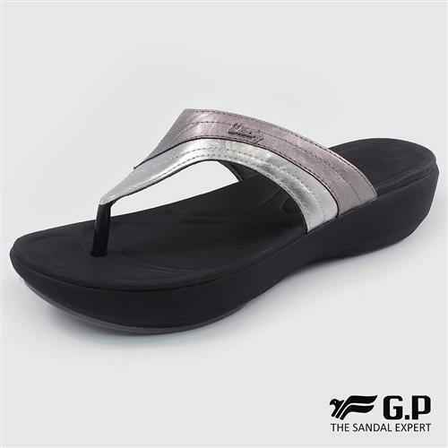 G.P 女款厚底舒適夾腳拖鞋G8518W-銀色(SIZE:35-39 共二色)