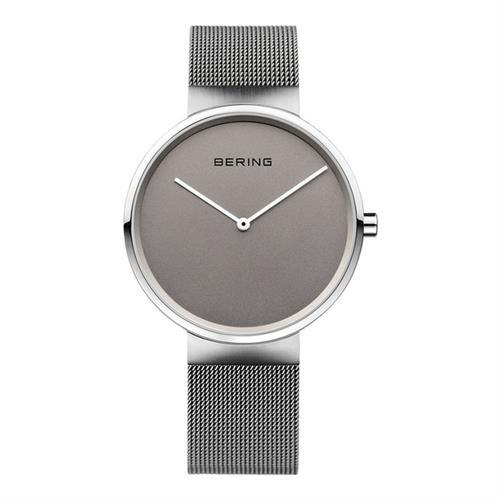 【BERING】簡單無刻度米蘭帶系列 藍寶石鏡面 銀色系 手錶腕表39mm(14539-077)