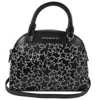 MICHAEL KORS 經典LOGO星星圖案皮革手提小巧兩用包.黑
