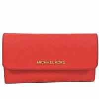 MICHAEL KORS 金字LOGO防刮皮三折扣式零錢長夾.紅