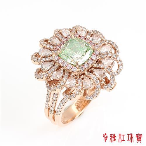 【絕世精品】雅紅珠寶 EGL-2.01ct-Fancy Intense Yellowish Green-VS2-黃綠彩鑽戒指項鍊兩用