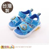 魔法Baby 男童涼鞋 台灣製POLI正版波力款閃燈運動鞋 魔法Baby~sa81126