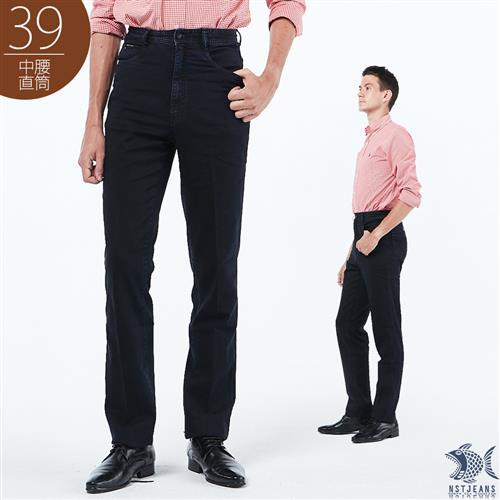 【NST Jeans】德瑞克黑紳士皮質 五袋款牛仔褲(中腰) 395(66516)