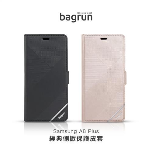 bagrun SAMSUNG Galaxy A8+ (2018) 經典側掀手機保護皮套