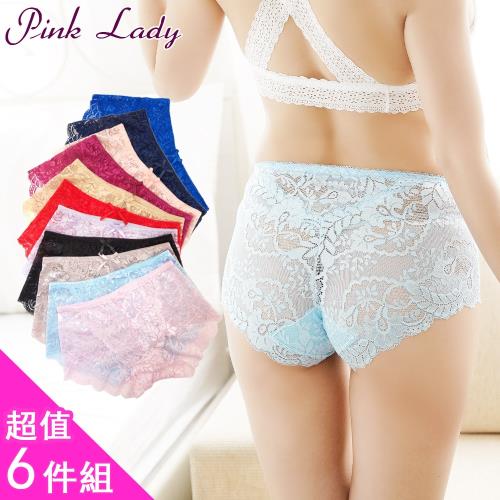 【PINK LADY】愛情香頌 無痕中低腰蕾絲內褲3322(6件組)