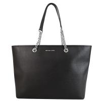 MICHAEL KORS Jet Set Chain 銀字鏈帶拉鍊托特包(中/黑)
