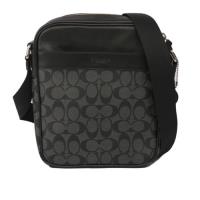 COACH C LOGO防刮皮革斜背包(厚款)(黑灰)F54788 CQBK