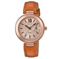 【CASIO】SHEEN羅馬數字高貴棕色皮帶腕錶-(SHE-3051PGL-7A)