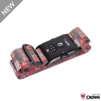 CROWN 皇冠 DISNEY 迪士尼 TSA美國海關密碼鎖 防盜行李箱 束帶-復古棕米奇