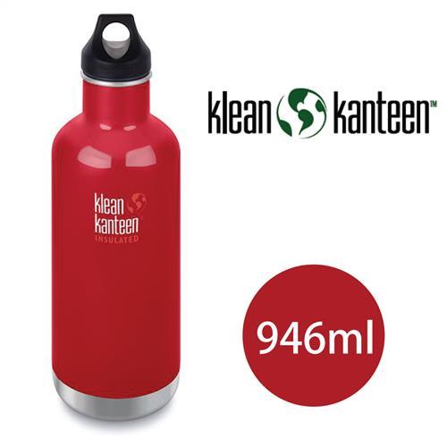 美國Klean Kanteen 窄口不鏽鋼保溫瓶 946ml 寶石紅