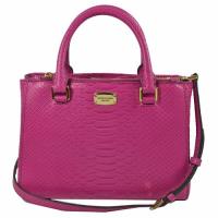 MICHAEL KORS 經典LOGO鱷魚紋皮革手提兩用包.紫紅