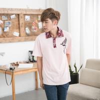 Jimmy Wang 男生中國風鳳凰粉色POLO衫