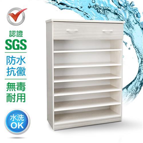 IHouse - SGS 防潮抗蟲蛀塑鋼開放式雙抽置物鞋櫃