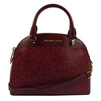 MICHAEL KORS 經典LOGO星星圖案皮革手提小巧兩用包.紅