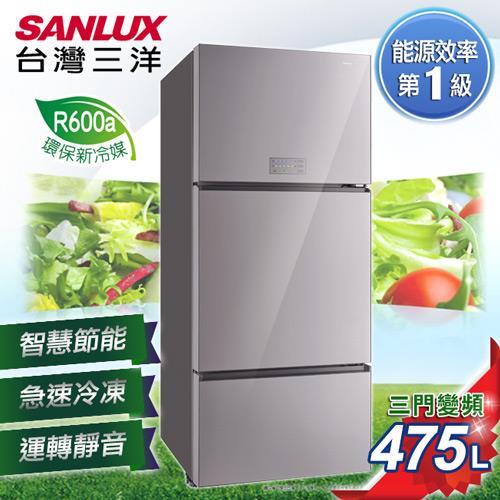 SANLUX台灣三洋 一級能效 475L三門直流變頻冰箱 SR-C475CVG