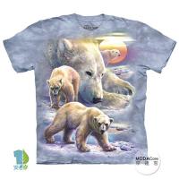 摩達客 (預購)(大尺碼4XL/5XL)美國進口The Mountain 日出北極熊 純棉環保藝術中性短袖T恤