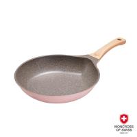 MONCROSS瑞士百年品牌粉貝殼不沾平底鍋28cm