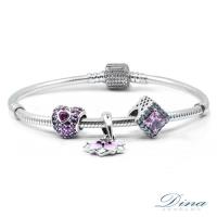 DINA JEWELRY蒂娜珠寶 粉方時尚 潘朵拉風格925純銀CZ鑽手環 ( CLY88905)