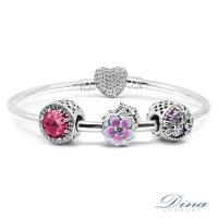 DINA JEWELRY蒂娜珠寶 紅情時尚 潘朵拉風格925純銀CZ鑽手環 ( CLY87145)