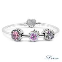 DINA JEWELRY蒂娜珠寶 粉戀時尚 潘朵拉風格925純銀手環 ( CLY87295)
