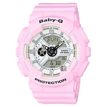 CASIO 卡西歐 Baby-G 粉嫩雙顯錶-粉紅 BA-110BE-4ADR / BA-110BE-4A