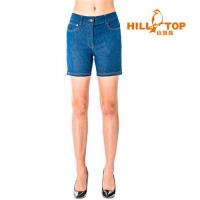 【hilltop山頂鳥】女款吸濕排汗彈性牛仔短褲S09F63-深藍