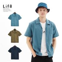 Life8-Casual 全棉挺紗 低調拼接口袋短袖襯衫