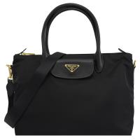 PRADA 1BA106 經典三角LOGO尼龍帆布手提斜背兩用包.黑