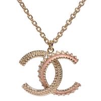 CHANEL 經典大雙C LOGO立體圓珠幾何圖案浮雕造型項鍊(粉X金)