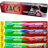ZACT獅王漬脫牙膏190gx6入+Colgate 高露潔 高效能潔淨細毛牙刷x12支