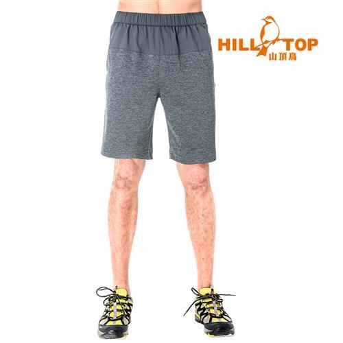 【hilltop山頂鳥】男款吸濕排汗抗UV彈性短褲S09M69-印墨灰