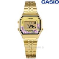 CASIO / LA680WGA-4C / 卡西歐 浪漫玫瑰 計時碼錶 LED照明 鬧鈴 電子數位 不鏽鋼手錶 鍍金 29mm