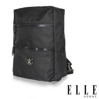 【ELLE HOMME】巴黎風輕旅商務休閒多功能單肩後背包-黑 EL83489