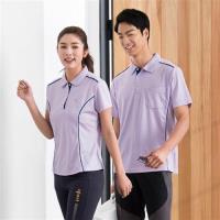 LEIDOOE紫底藍邊線女款短袖polo衫16697