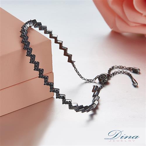 DINA JEWELRY蒂娜珠寶 黑酷電流 925純銀CZ鑽手環 (YP74752)