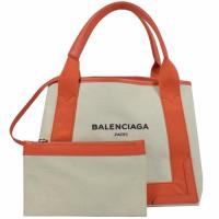 BALENCIAGA 巴黎世家 NAVY系列帆布皮飾邊兩用托特包.橘邊