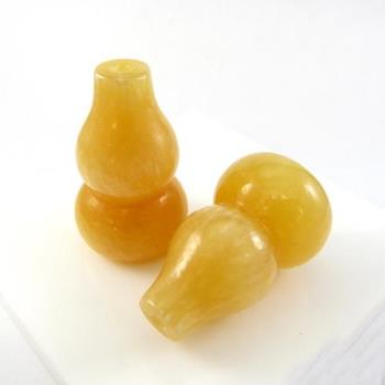 【寶峻晶石館】黃玉葫蘆擺飾(2入)