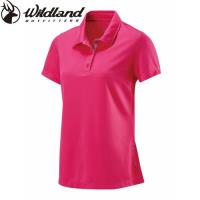 【Wildland 荒野】女疏水纖維POLO排汗衣蜜桃紅色