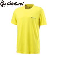 【Wildland 荒野】大尺碼男疏水纖維圓領排汗衣-黃