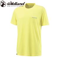 【Wildland 荒野】大尺碼男疏水纖維圓領排汗衣-檸檬黃