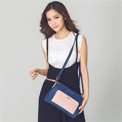 【金安德森】老派約會 經典隨身2way側肩包-夕日粉藍(KA160305NYF)