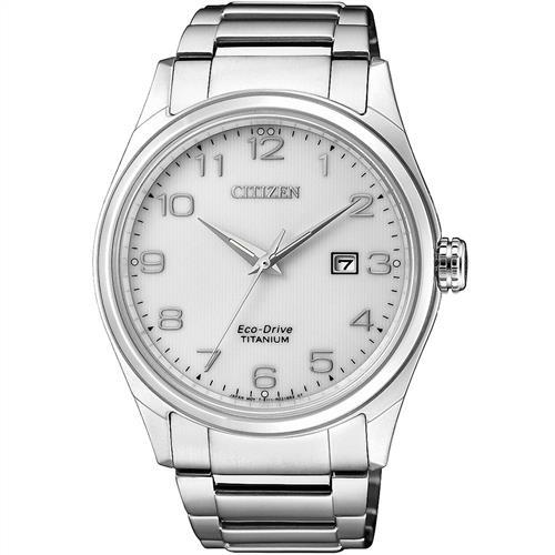 CITIZEN 星辰 光動能鈦金屬男錶-白x銀/41mm(BM7360-82A)