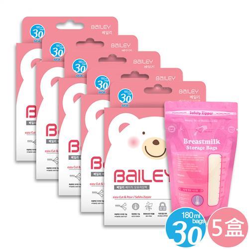 【韓國BAILEY貝睿】感溫母乳儲存袋 基本型180ml 30入(5盒)