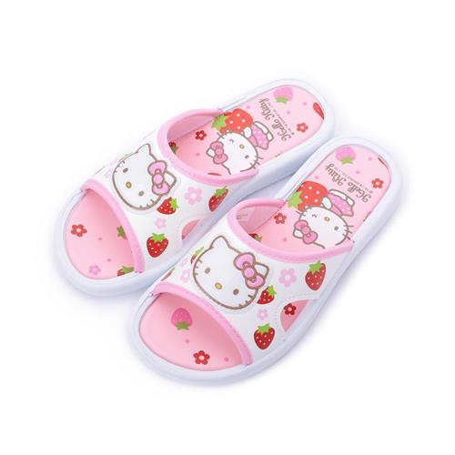 HELLO KITTY 草莓小花套式拖鞋 白 中大童鞋 鞋全家福