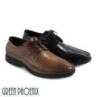 GREEN PHOENIX 流線剪裁渲染綁帶全真皮輕量平底皮鞋(男鞋)T63-18920