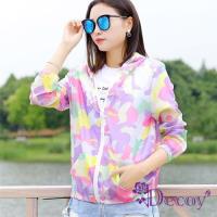 Decoy 中性迷彩 輕薄透膚防曬連帽外套 粉紫