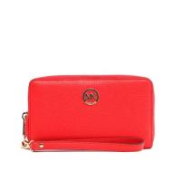 MICHAEL KORS 金字LOGO素面皮革中夾/手拿(珊瑚紅) 35H5GFTE3L DK-SANGRI