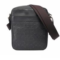 COACH LOGO壓紋皮革厚款斜背包(午夜藍)