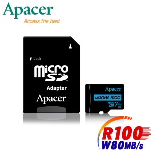 Apacer宇瞻 128GB MicroSDXC UHS-I U3 V30 100MB 4K記憶卡