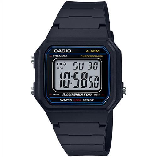 CASIO 復古方形數位電子腕錶(黑)_W-217H-1A